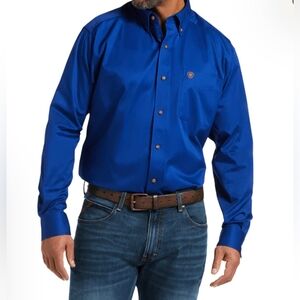 Ariat Men's Solid Twill Shirt - Ultramarine Blue Long Sleeve Western Button Down